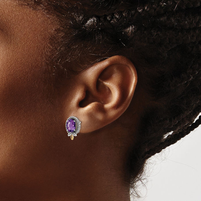 Oval Amethyst Post Stud Earrings Sterling Silver Oval Amethyst Post Stud Earrings Sterling Silver