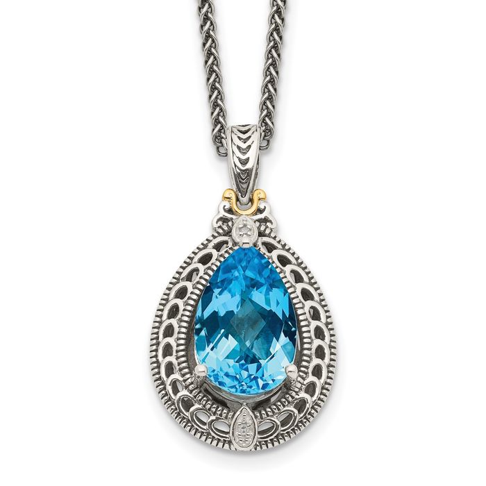 Stunning 925 Sterling Silver Blue Topaz Necklace outlet