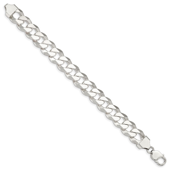 925 Sterling Silver 14mm Curb Link Chain Bracelet