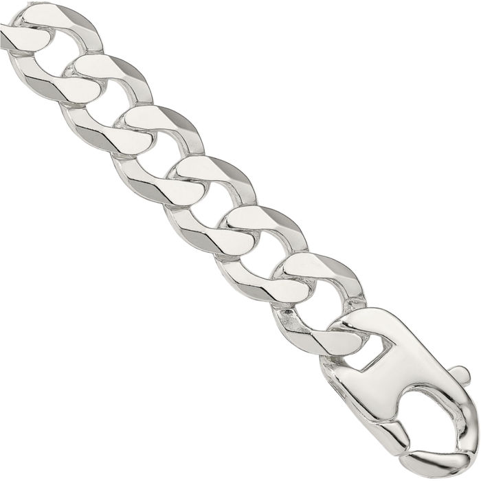 925 Sterling Silver 14mm Curb Link Chain Bracelet