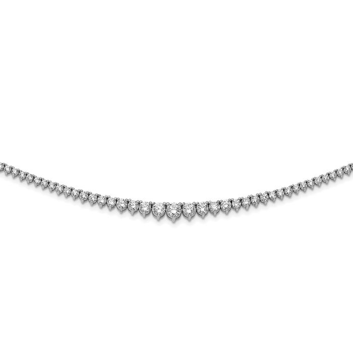 925 Sterling Silver Graduated Cubic Zirconia CZ Chain Necklace