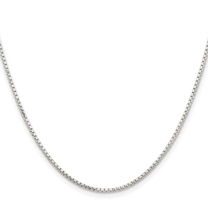 925 Sterling Silver 1.5mm Round Box Link Chain Necklace