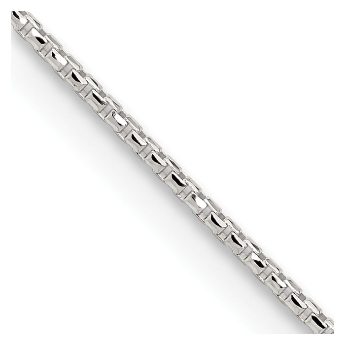 925 Sterling Silver 1.5mm Round Box Link Chain Necklace