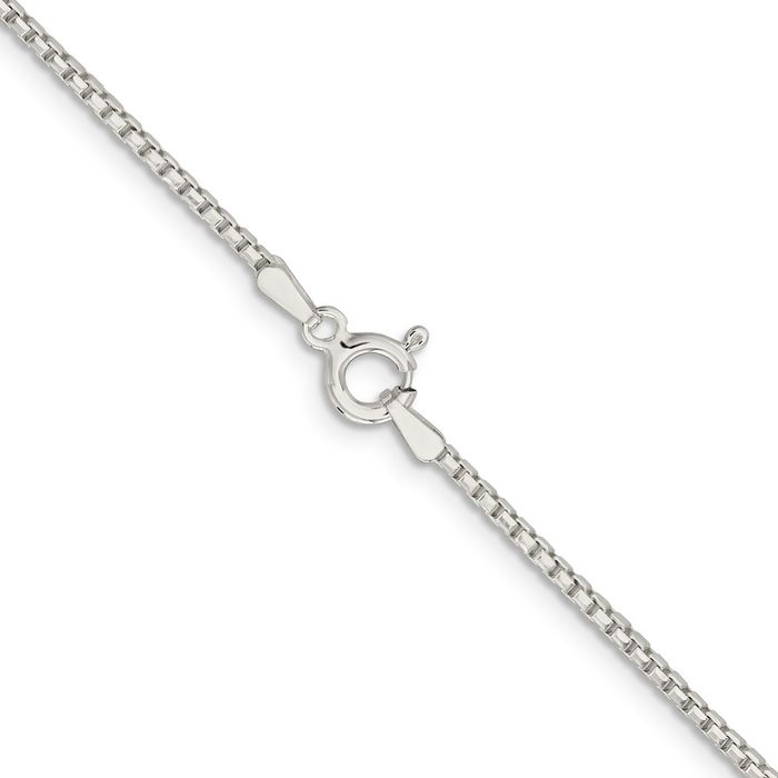 925 Sterling Silver 1.5mm Round Box Link Chain Necklace