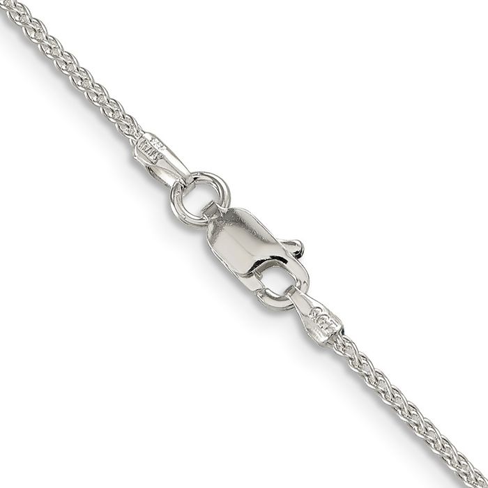 925 Sterling Silver 1.5mm Round Spiga Wheat Link Chain Necklace