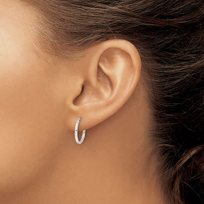 925 Sterling Silver 1.5x15mm Endless Tube Round Small Hoop Earrings