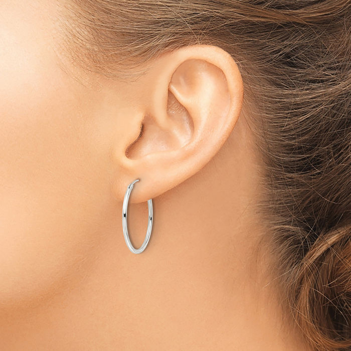 925 Sterling Silver 1.5x25mm Endless Tube Round Medium Hoop Earrings