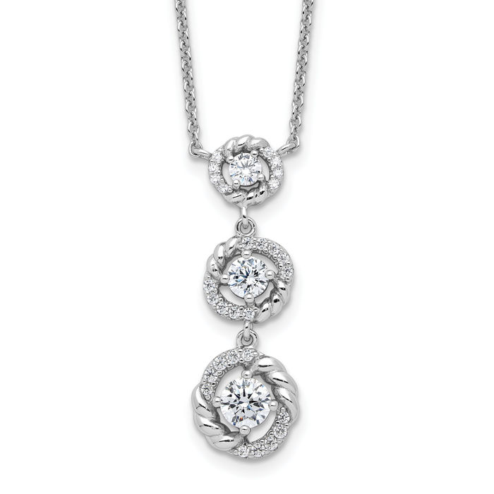 925 Sterling Silver CZ Dangling Chain Necklace