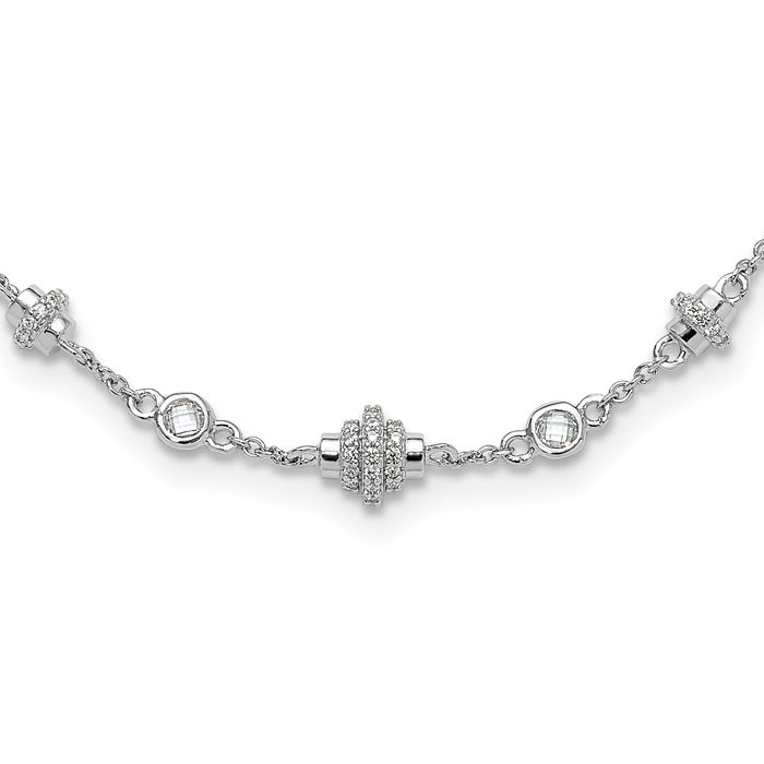 925 Sterling Silver Cubic Zirconia CZ Chain Necklace