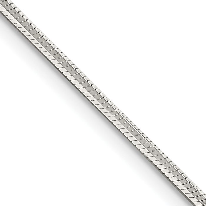 925 Sterling Silver 1.65mm Octagonal Cubetto Omega Snake Chain Herringbone Necklace