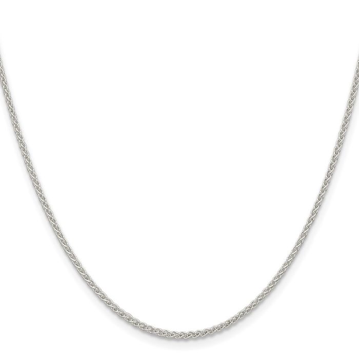 925 Sterling Silver 1.6mm Round Spiga Wheat Link Chain Necklace