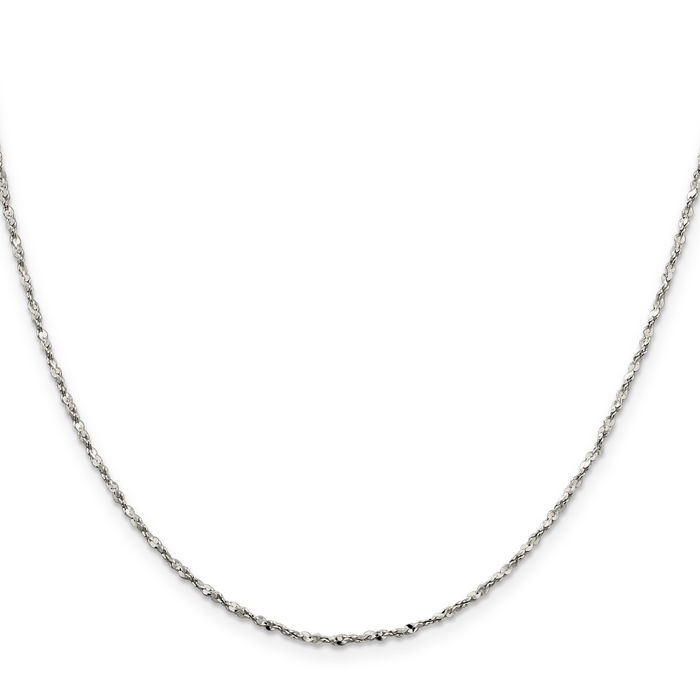 925 Sterling Silver 1.6mm Twisted Serpentine Chain Necklace