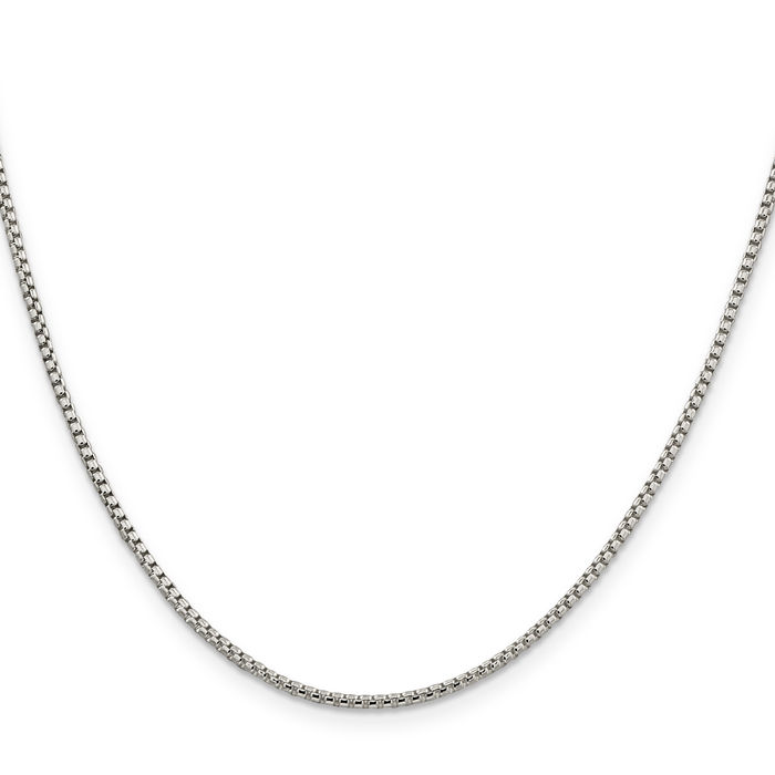 925 Sterling Silver 1.75mm Round Box Link Chain Necklace