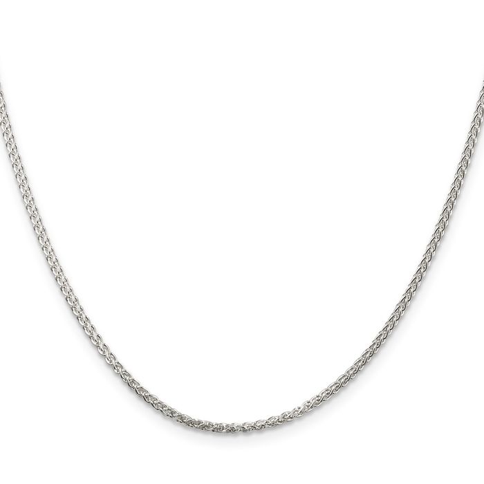 925 Sterling Silver 1.75mm Round Spiga Wheat Link Chain Necklace