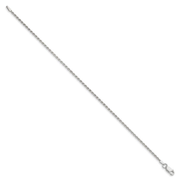 925 Sterling Silver 1.7mm Rope Chain Bracelet