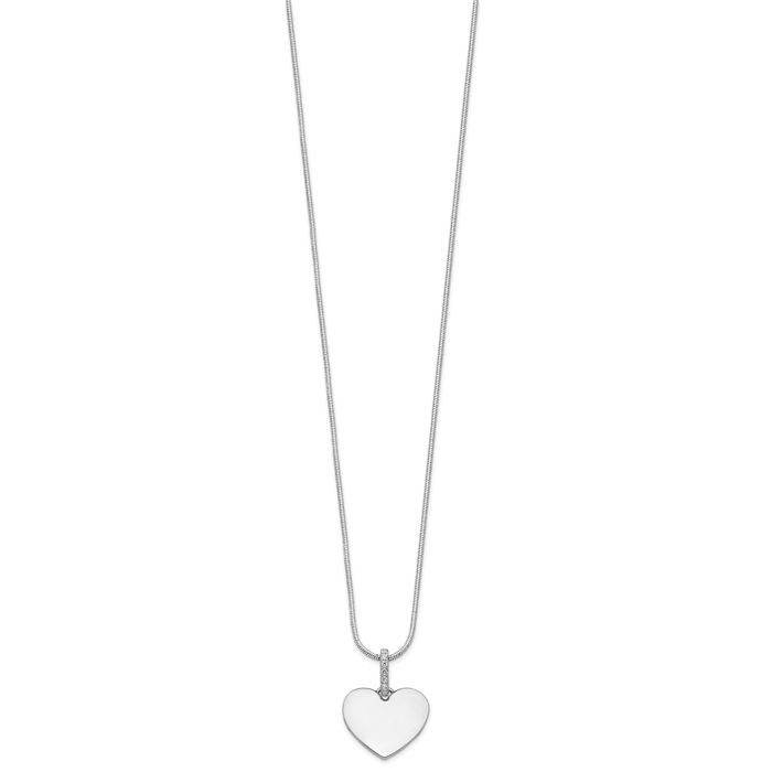 925 Sterling Silver Diamond Heart Chain Necklace