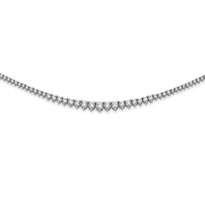 925 Sterling Silver Graduated Cubic Zirconia CZ Chain Necklace