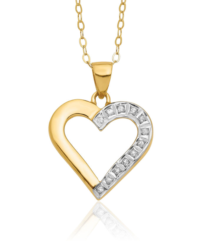 925 Sterling Silver 18K Gold Plated Diamond Heart Necklace Love Pendant Friendship Charm Chain