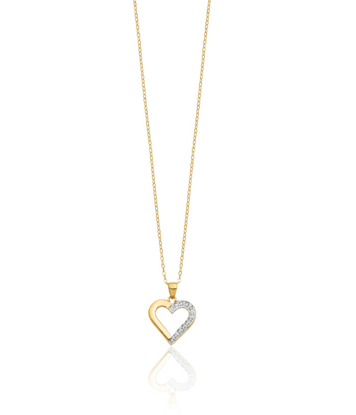 925 Sterling Silver 18K Gold Plated Diamond Heart Necklace Love Pendant Friendship Charm Chain