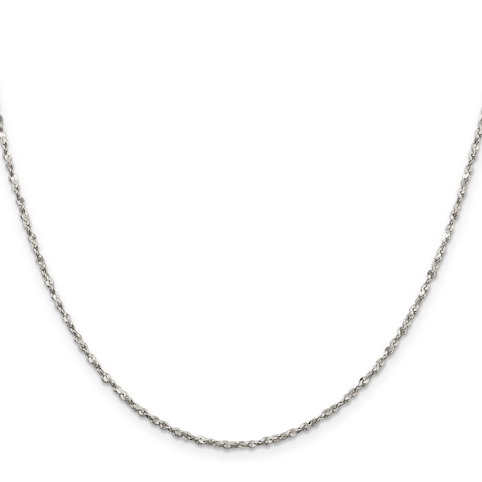 925 Sterling Silver 1.8mm Twisted Serpentine Chain Necklace