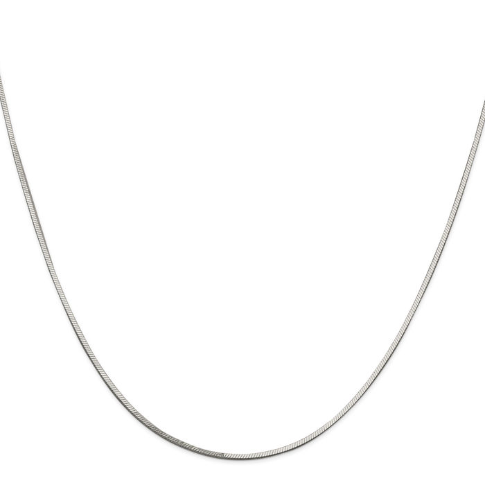 925 Sterling Silver 1mm Square Cubetto Omega Snake Chain Herringbone Necklace