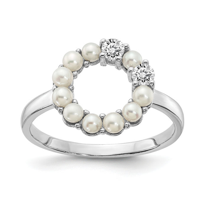 Cultured Pearl and shops CZ Sterling Silver Ring