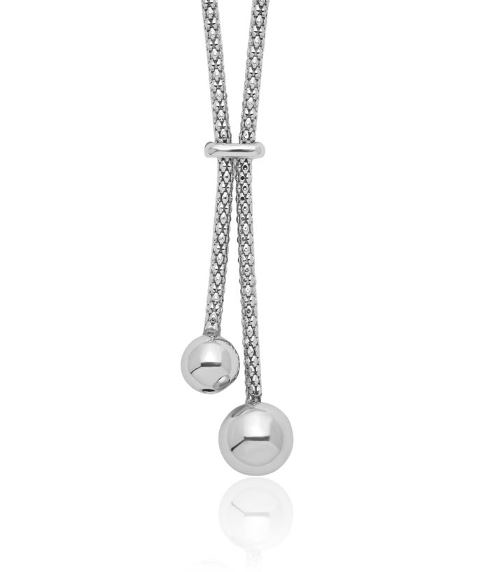 925 Sterling Silver 2 Bead Y Chain Necklace