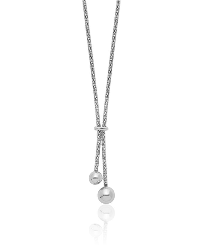 925 Sterling Silver 2 Bead Y Chain Necklace