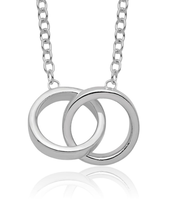 925 Sterling Silver 2 Rings Chain Geometric Necklace