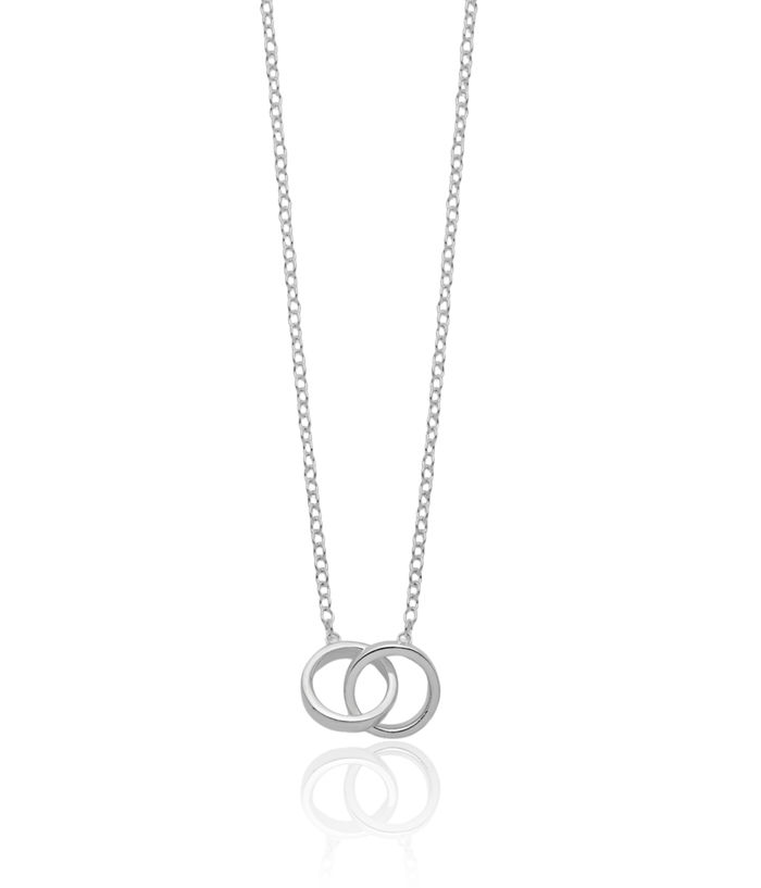 925 Sterling Silver 2 Rings Chain Geometric Necklace