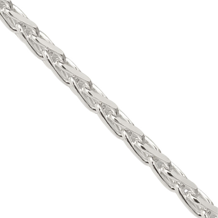 925 Sterling Silver 2.15mm Round Spiga Wheat Link Chain Necklace