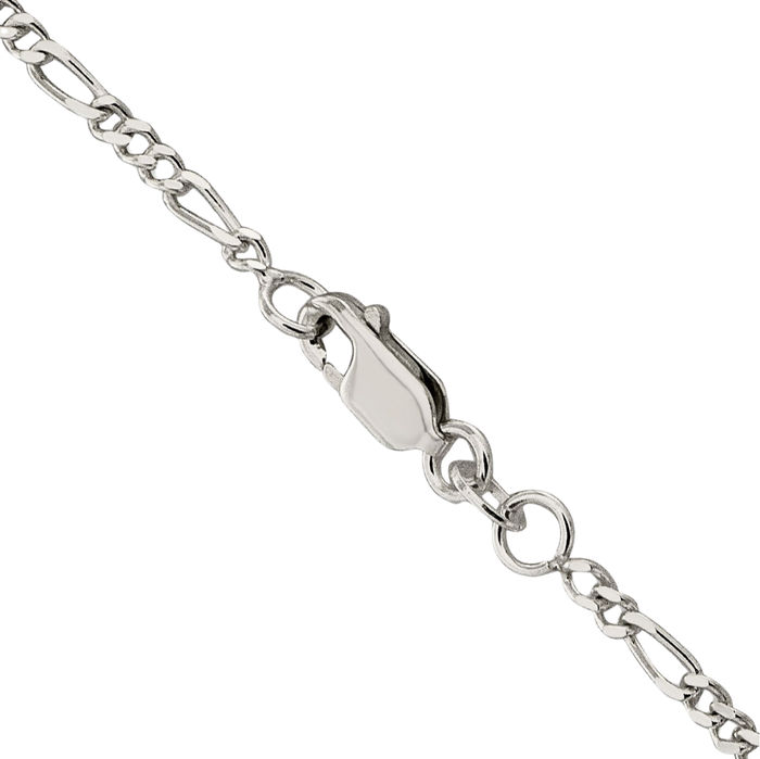 925 Sterling Silver 2.25mm Figaro Link Chain Necklace