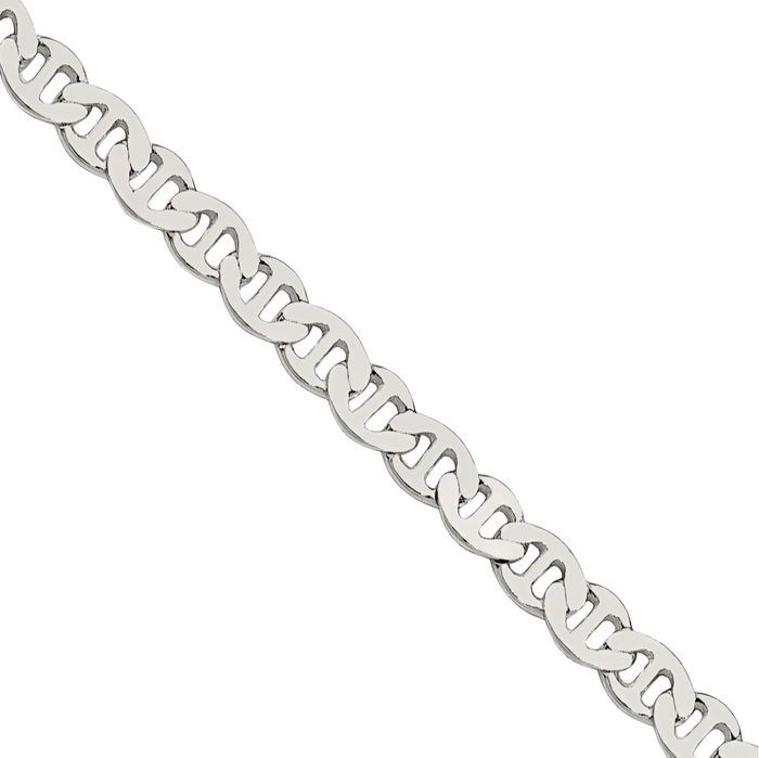 925 Sterling Silver 2.25mm Anchor Mariner Link Chain Necklace