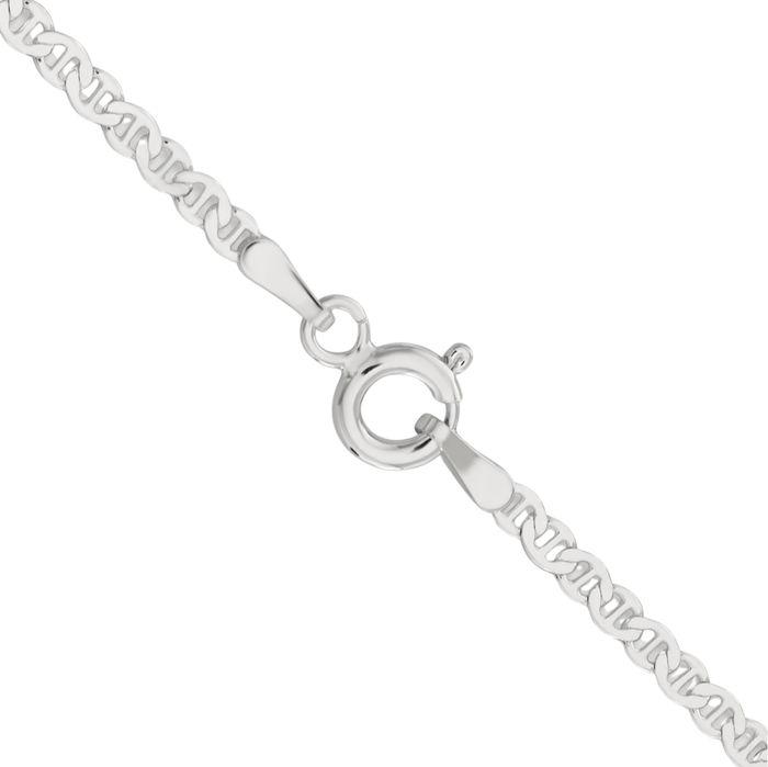 925 Sterling Silver 2.25mm Anchor Mariner Link Chain Necklace