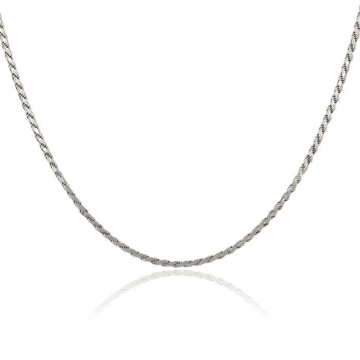 925 Sterling Silver 2.25mm Rope Chain Twisted Link Necklace