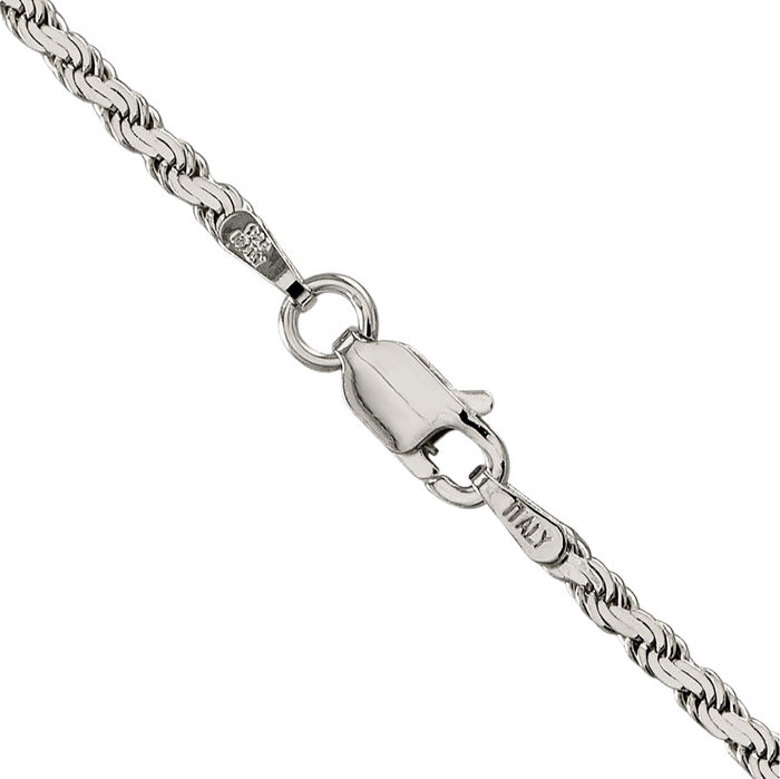 925 Sterling Silver 2.25mm Rope Chain Twisted Link Necklace