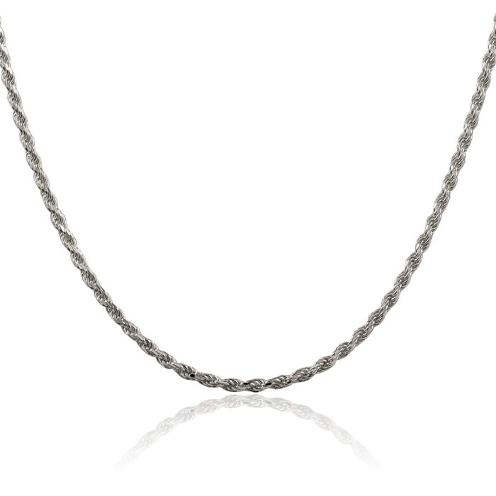 925 Sterling Silver 2.25mm Rope Chain Twisted Link Necklace