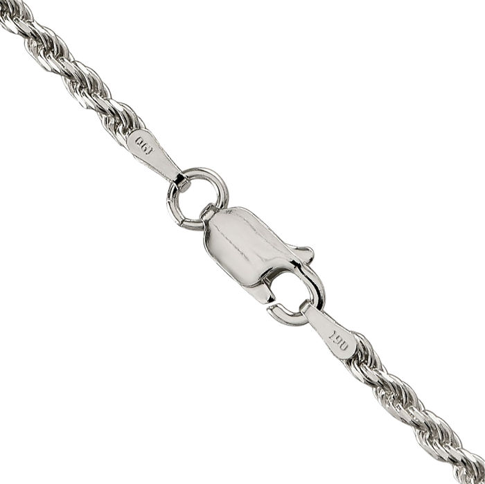 925 Sterling Silver 2.25mm Rope Chain Twisted Link Necklace