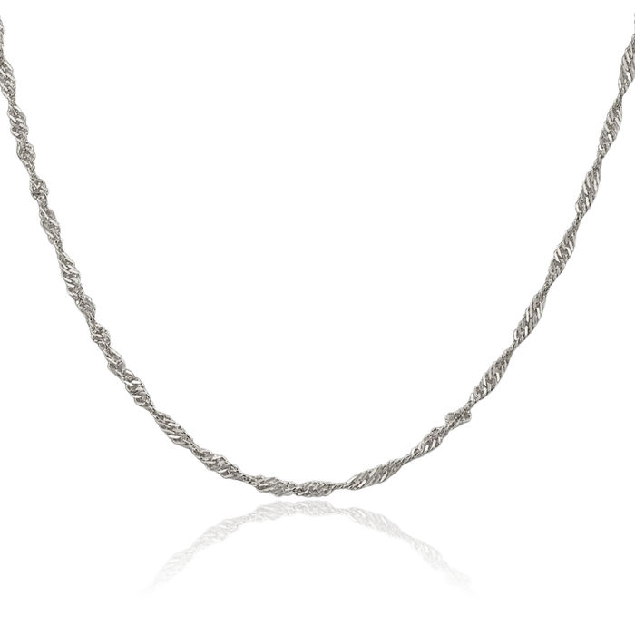 925 Sterling Silver 2.25mm Singapore Chain Necklace