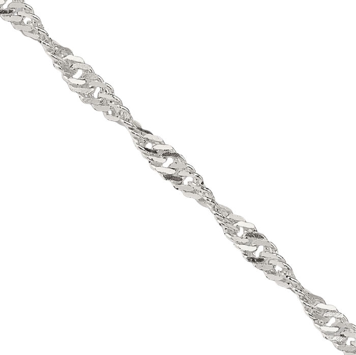 925 Sterling Silver 2.25mm Singapore Chain Necklace