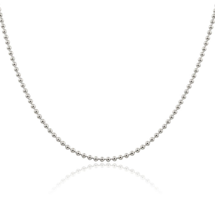 925 Sterling Silver 2.35mm Beaded Ball Chain Necklace