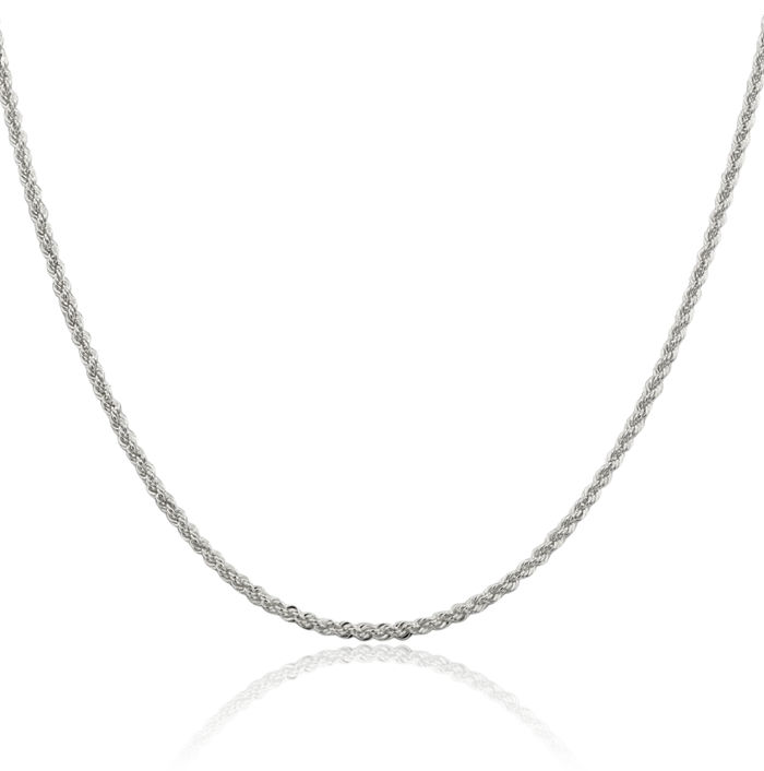 925 Sterling Silver 2.3mm Rope Chain Twisted Link Necklace