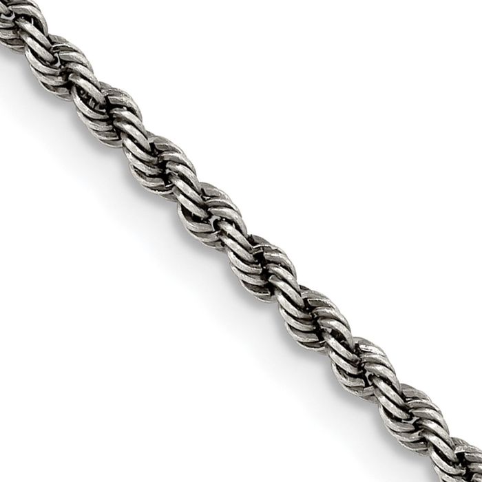 925 Sterling Silver 2.3mm Rope Chain Twisted Link Necklace