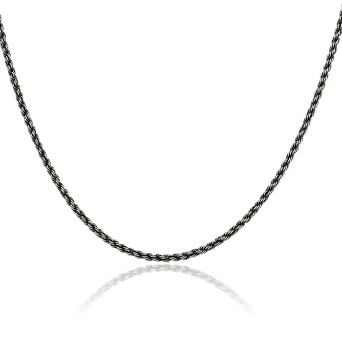 925 Sterling Silver 2.3mm Rope Chain Twisted Link Necklace