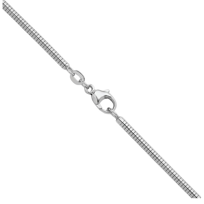 925 Sterling Silver 2.4mm Cubetto Omega Snake Chain Herringbone Necklace