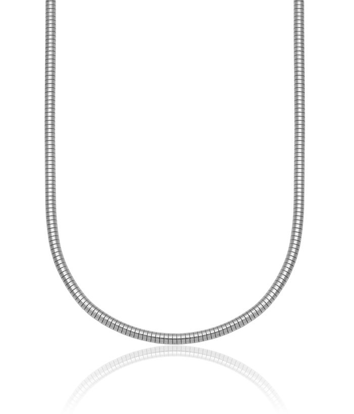 925 Sterling Silver 2.4mm Cubetto Omega Snake Chain Herringbone Necklace