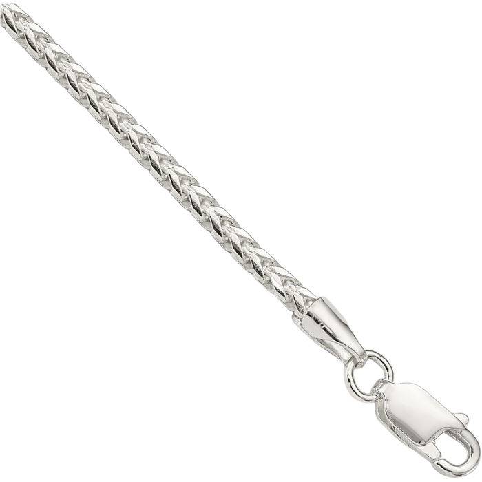 925 Sterling Silver 2.55mm Square Franco Link Chain Bracelet