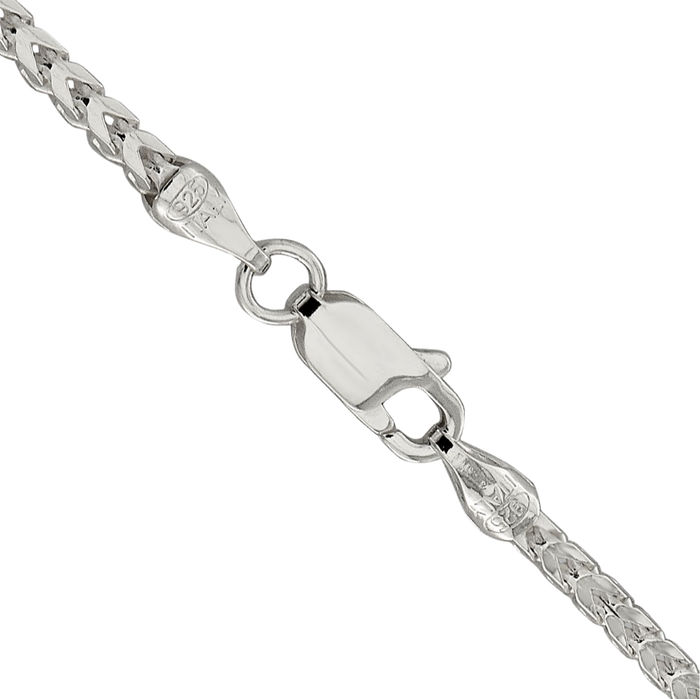 925 Sterling Silver 2.55mm Square Franco Link Chain Necklace