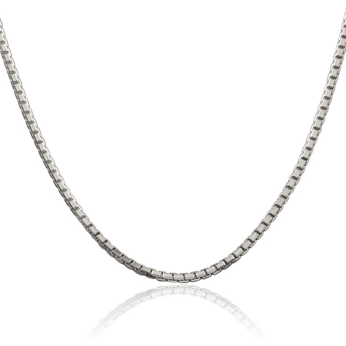 925 Sterling Silver 2.5mm 8 Sided Box Link Chain Necklace