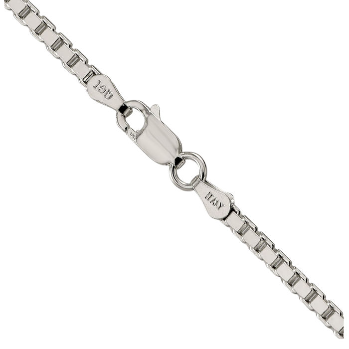 925 Sterling Silver 2.5mm Box Link Chain Necklace